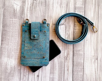 Bolso bandolera pequeño de corcho para teléfono móvil con correa extraíble, bolso de mano vegano para teléfono móvil, regalo sostenible para hermana