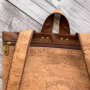 Brown cork backpack, Unisex men's and women's backpack, City Bag, Laptop backpack, Eco-friendly Vegan Bag image 6