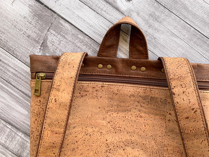 Brown cork backpack, Unisex men's and women's backpack, City Bag, Laptop backpack, Eco-friendly Vegan Bag image 6