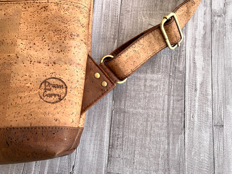 Brown cork backpack, Unisex men's and women's backpack, City Bag, Laptop backpack, Eco-friendly Vegan Bag image 7