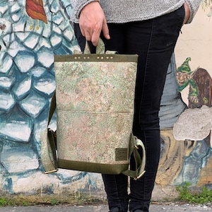 Green backpack, Unisex men's and women's cork backpack, Laptop backpack