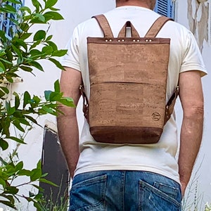 Brown cork backpack, Unisex men's and women's backpack, City Bag, Laptop backpack, Eco-friendly Vegan Bag image 2