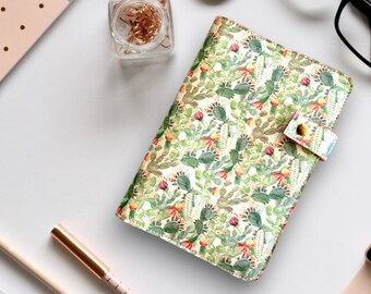 Funda de cuaderno A5 hecha a mano con tela de corcho / Cuaderno de bocetos recargable / Regalo vegano para ella / Regalo personalizado con monograma