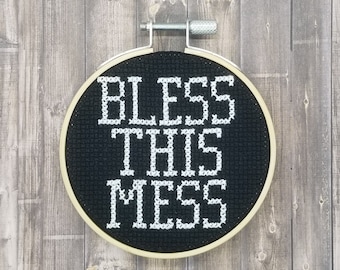 Dance Gavin Dance Lyrics - Bless This Mess - Finished Lyric Cross Stitch - 3 inch Hoop - Needlepoint - Embroidery - Handmade Merch