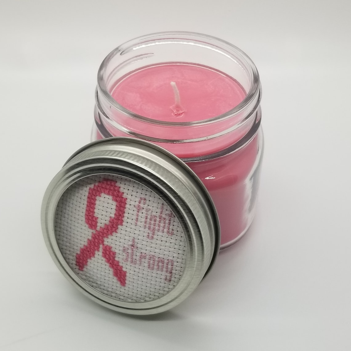 Mason Jar Candle Breast Cancer Awareness Wild Flower Scent Etsy