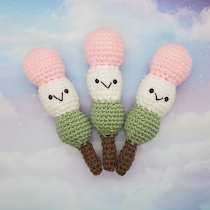 Handmade Crocheted Dango Plushie Toy with Face - Handmade Dango Amigurumi Stuffed Toy