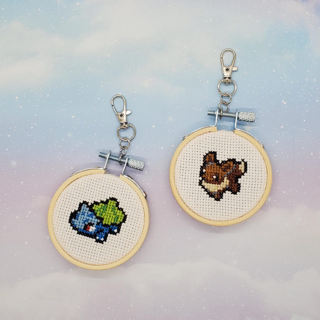Pokémon Keychains - Finished Cross Stitch Keychain - 2.5 Inch Wooden ...