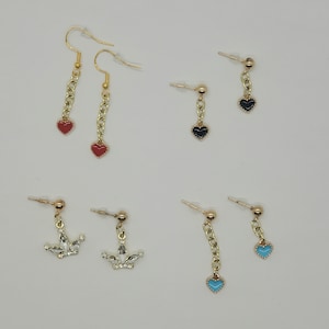 Hearts & Crown Earrings - 6 designs available - Hypoallergenic - Dangle and Stud Earrings - Gift for Birthdays, Mother&#39;s, Valentine&#39;s Day
