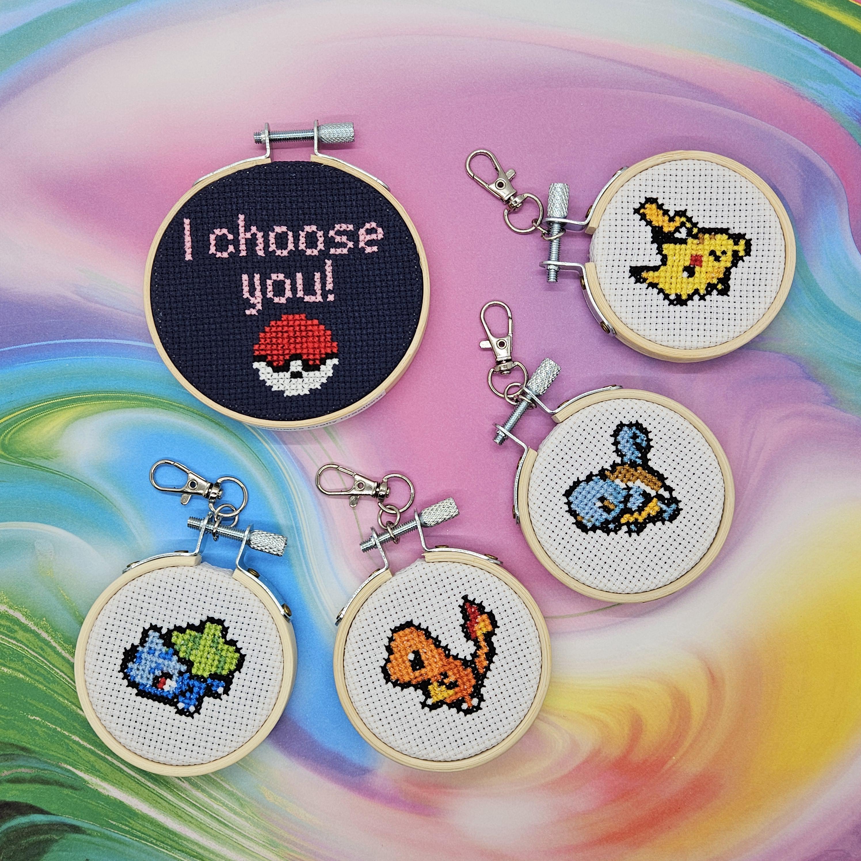 Pokémon Keychains - Finished Cross Stitch Keychain - 2.5 Inch Wooden ...