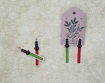 Lightsaber Earrings - Star Wars - Hypoallergenic - Hand Stitched Dangle Earrings - Gift for Birthdays, Valentine's Day, Christmas