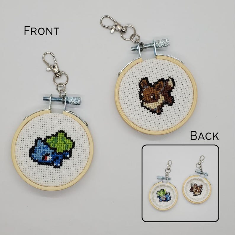 Pokémon Keychains - Finished Cross Stitch Keychain - 2.5 Inch Wooden ...