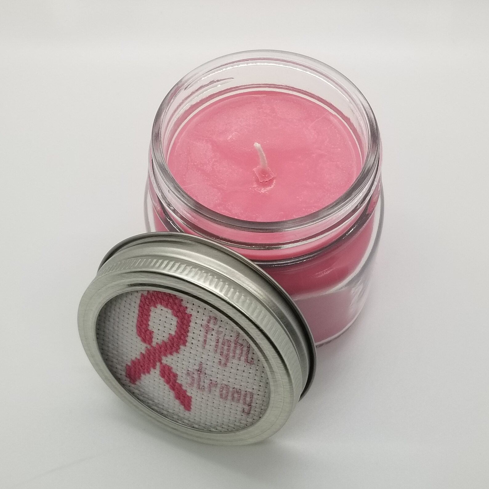 Mason Jar Candle Breast Cancer Awareness Wild Flower Scent Etsy