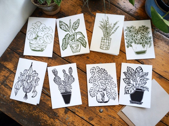 Indoor plants 'plant lyf' greetings cards