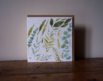 Eco friendly ‘woodland’ watercolour painting greetings card.