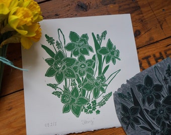 Original Linocut Print ‘Spring’.
