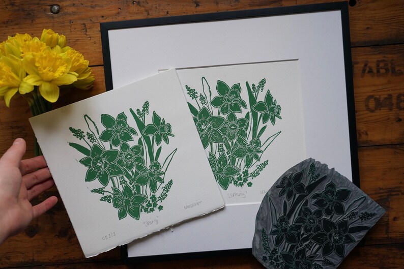 Spring Break Linocut Original Linocut Print ‘spring’. - Etsy