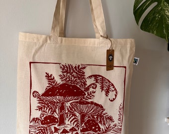 Bolsa de mano con setas orgánicas y de comercio justo GOTS