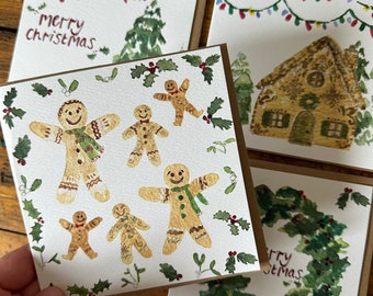 Artist made Christmas card pack of 4 Ginger Spice
