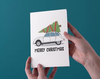 Merry Christmas 2CV Christmas Greeting Card - Free UK Shipping