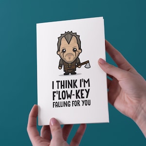 I'm F'Low-Key Falling For You - Vikings - Verjaardag / Valentijn / Verjaardag Wenskaart - Gratis Verzending in het VK