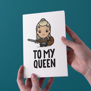 To My Queen - Vikings - Biglietto di auguri di San Valentino / Anniversario / Compleanno - Spedizione gratuita nel Regno Unito