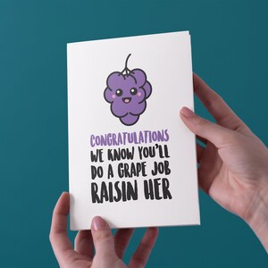 Grape Job Raisin Her - Zwangerschap / Nieuwe Baby Card - Gratis Verzending in het Verenigd Koninkrijk