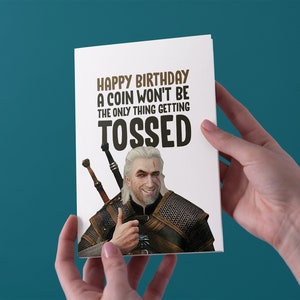 Una moneta non sarà la cosa ony ottenere gettato - Il Witcher - Biglietto d'auguri di compleanno - spedizione gratuita UK