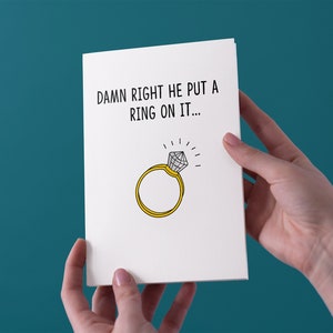 Com certeza, ele colocou um anel no cartão de casamento/noivado - frete grátis para o Reino Unido