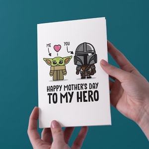 Feliz dia das mães para meu herói - Mandalorian - Cartão comemorativo do dia das mães - Frete grátis para o Reino Unido