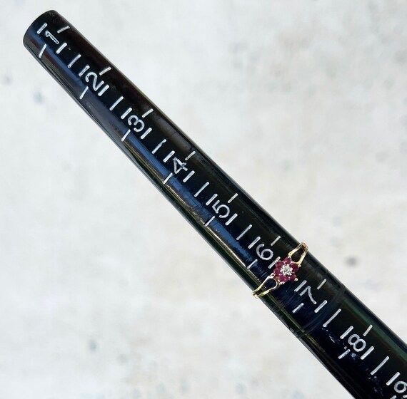 Solid 10k Yellow Gold Natural Ruby & Diamond Flow… - image 6