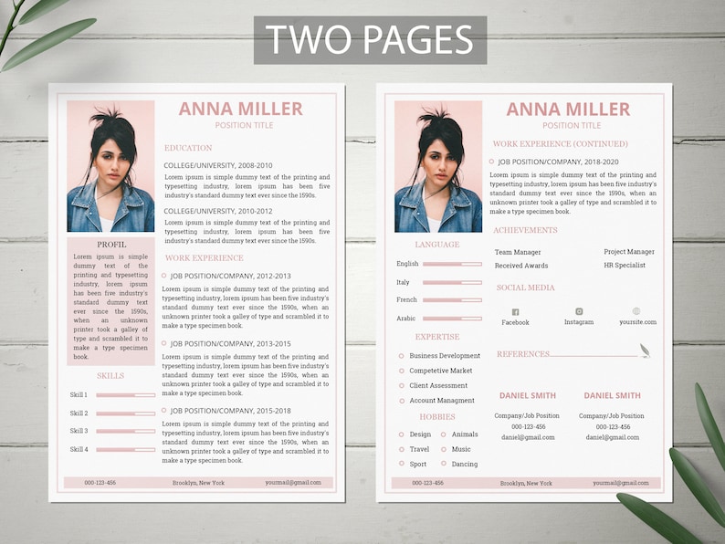 Professional Resume Template for Word Instant Download 5 Page Pack ResumeCV Cover Letter ANNA Google Docs References