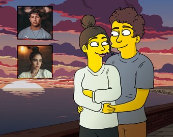 The BEST and ORIGINAL Custom Simpsons Portrait, Make Me Yellow, The Simpsons Family Portrait, Simpsons Caricature, Simpsons Style