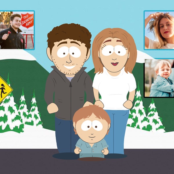 South Park Portrait, Family Portrait, Custom Cartoon Show, Couple Portrait, Family Portrait Illustration, Funny Cartoon, South Park Cartoon