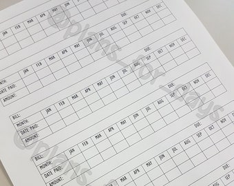 Feuille de suivi des factures - N&B (fonctionne dans Happy Planner classique !)