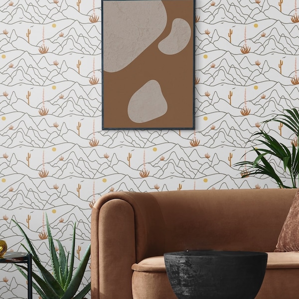 Desert Peel and Stick Wallpaper | Desert Wallpaper | Self Adhesive Wallpaper | Peel and Stick | South Wallpaper | Cactus Wallpaper | Decor