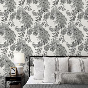Peel and Stick Wallpaper | Peel and Stick | Self Adhesive Wallpaper | Peacock Peel and Stick | Temporary Wallpaper | Bird Wallpaper