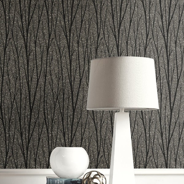 Wallpaper | Tree Wallpaper | Birch Wallpaper | Glitter Wallpaper | Metallic Wallpaper | Botanical Wallpaper | Wall Decor | Wall Art | Decor