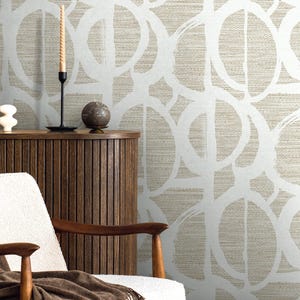 Abstract Wallpaper Graphic Wallcovering Unpasted Nonwoven Contemporary Decor Designer Wallpaper Eclectic Decor Natural Graffiti