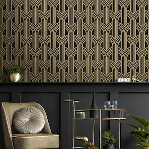 Peel and Stick Wallpaper | Peel and Stick | Self Adhesive Wallpaper | Geometric Peel and Stick | Temporary Wallpaper | Gold Wallpaper