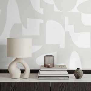Geometric Peel and Stick Wallpaper Self Adhesive Abstract Grey Wallcovering Modern Peel and Stick Temporary Wallpaper