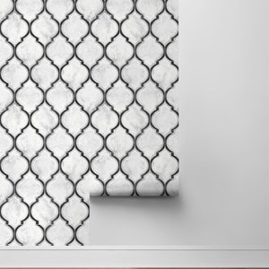 Peel and Stick | Self Adhesive Wallpaper | Wallpaper | Tile Wallpaper | Peel and Stick Tile | Removable Wallpaper | Ogee Tile | Marble Tile