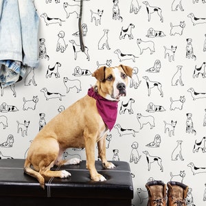 Wallpaper | Peel and Stick Wallpaper | Peel and Stick | Dog Wallpaper | Self Adhesive Wallpaper | Stacy Garcia | Dog Peel Stick | Mudroom