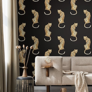 Animal Print Leopard Light Natural Peel and Stick Vinyl Wallpaper