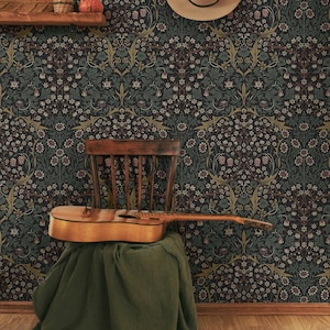 Tapete abziehen und aufkleben | Selbstklebende Tapete | Floral schälen und aufkleben | Schälen und Aufkleben | Temporäre Tapete | Vintage Tapete | 16