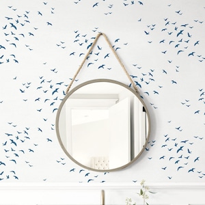 Wallpaper | Bird Wallpaper | Grey Wallpaper | Blue Wallpaper | Beach Wallpaper | Wallcovering | Coastal Wallpaper | Designer Wallpaper
