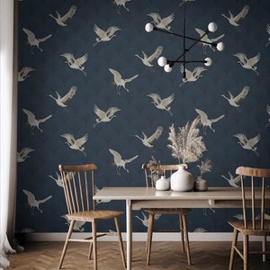 Peel and Stick Wallpaper | Peel and Stick | Crane Wallpaper | Self Adhesive Wallpaper | Crane Peel and Stick | Temporary Wallpaper | Bird