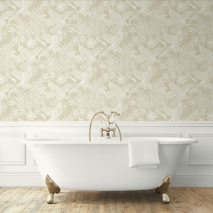 Bird Peel and Stick Wallpaper | Self Adhesive Wallpaper | Crane Peel and Stick | Peel and Stick | Temporary Wallpaper | Vintage Wallpaper