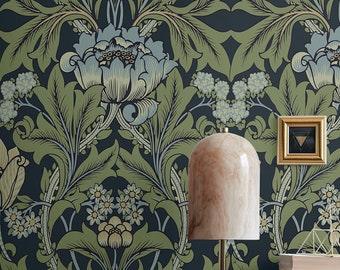 Vintage Peel and Stick Wallpaper Floral Acanthus Self Adhesive Morris Renter Friendly DIY Wallcovering Self Stick