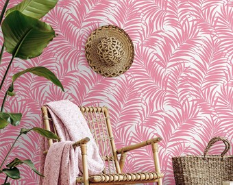 Pink Peel and Stick Wallpaper | Peel and Stick | Self Adhesive Wallpaper | Palm Peel and Stick | Temporary Wallpaper | Palm Leaf Wallpaper