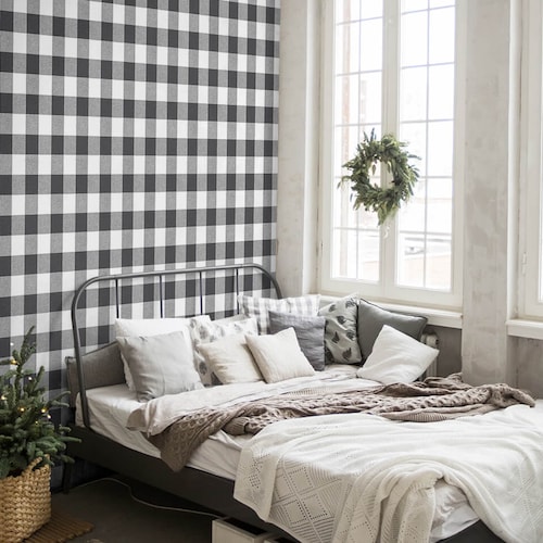 Peel & Stick Buffalo Check Wallpaper Christmas Plaid Etsy